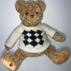Build-A-Bear Brown Teddy with White and Black Sweater very cuddly and soft